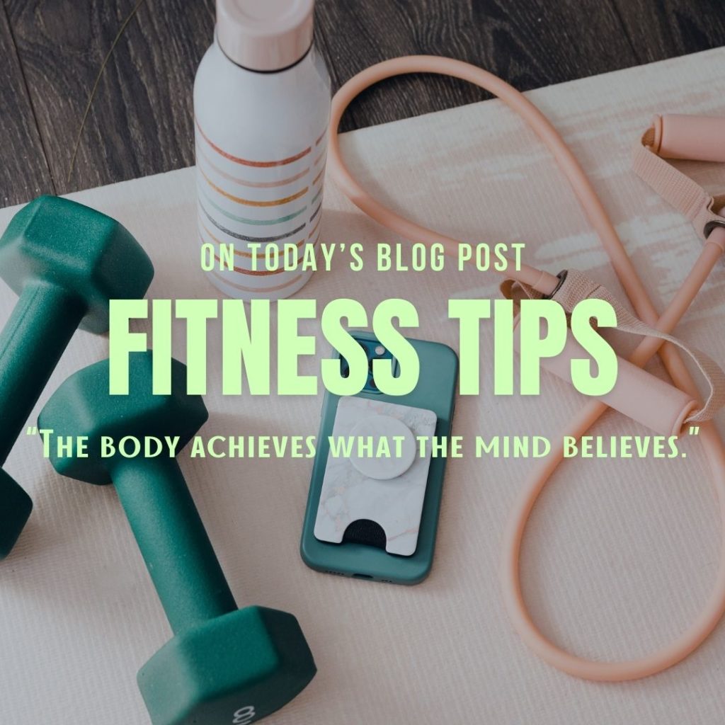 fitness equipment and fitness tips title