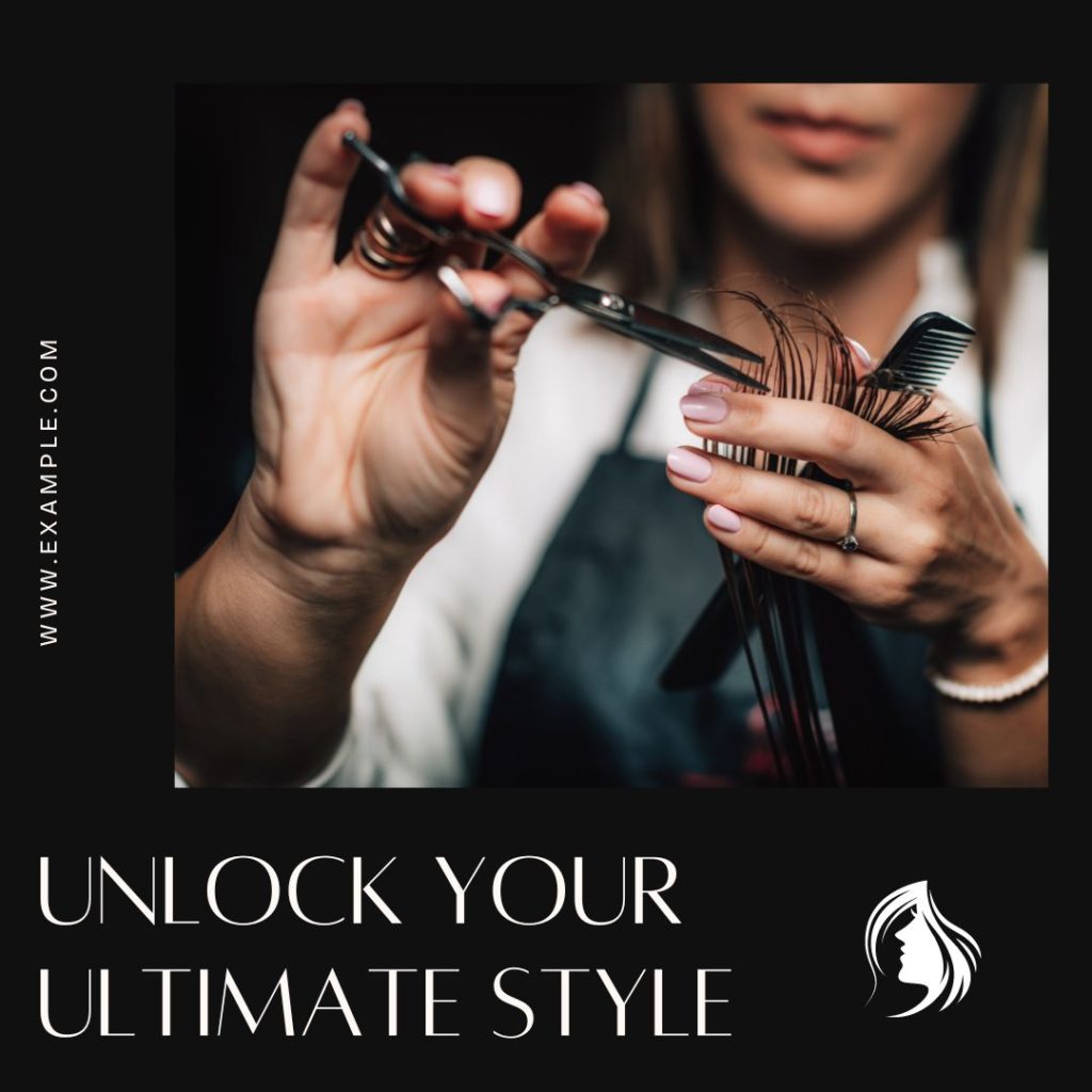 hairdresser, text "unlock your style